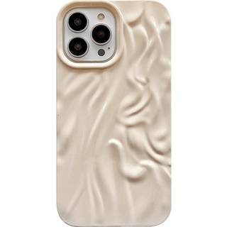 iPhone 13 Pro Fleksibelt Cover - Bølget Design - Beige