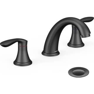 Badev?relsesvask vandhanen vandhane til badev?relse synke udbredt mat sort badev?relse vandhane 3 hul med rustfrit st?l pop up dr?n og cupc blyfr