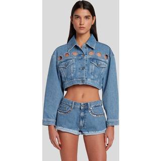 7 For All Mankind Babe embellished cropped denim jacket - blue - M