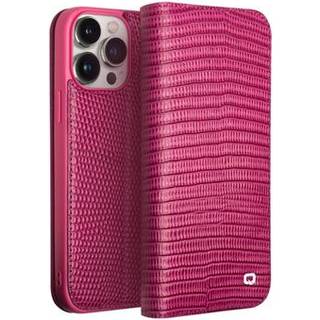 Qialino iPhone 15 Pro Max Læderpung - Krokodille - Hot Pink