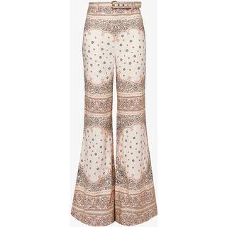 Zimmermann Printed high-rise linen wide-leg pants - multicoloured - XXS