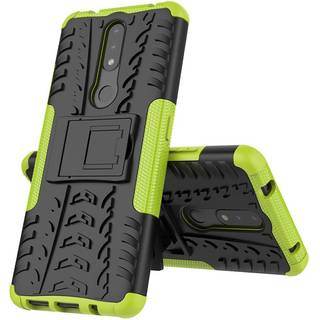 Nokia 2.4 Håndværker Case m. Kickstand - Sort / Grøn