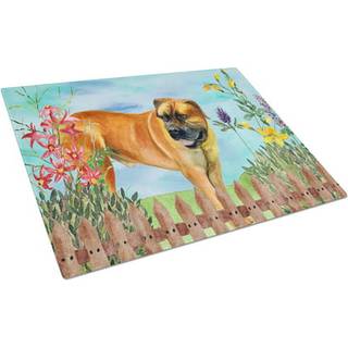 Caroline's Treasures CK1208LCB Boerboel Mastiff Spring Glass Cutting Board Stor dekorativt tempereret glas køkkenskæring og serveringsplade Stor