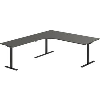 Office hæve-sænkebord 200x220cm i antracit med sort stel venstrevendt