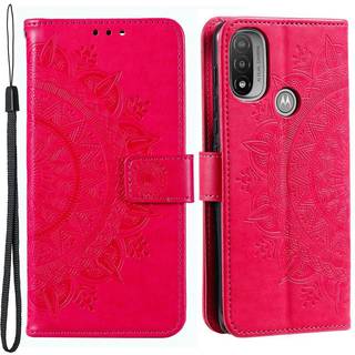 SKALO Moto E20/E30/E40 Mandala Flip Cover - Cerise