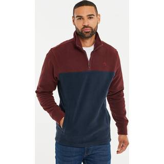 Threadbare Threadbare Burgundy / Navy Two Tone Quarter Zip Fleece Jumper