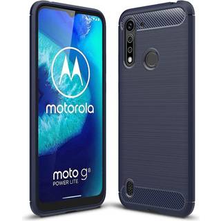 Motorola Moto G8 Power Lite Brushed Carbon Fibre Fleksibelt Plastik Cover - Mørkeblå
