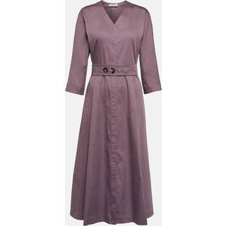 'S Max Mara Pleated cotton midi dress - purple - L