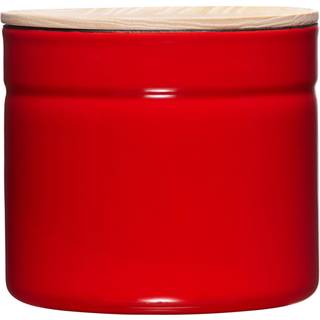 Riess Kitchen Management Vorratsdose 1,35 L Fresh Tomato - Emaille mit Eschenholzdeckel - Rot