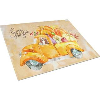 Caroline's Treasures CK2606LCB Fall Harvest Basset Hound Glass Cutting Board Stor dekorativt tempereret glas Køkkenskæring og serveringsplade Sto