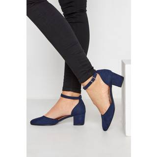 Lts Navy Blue Block Heel Court Shoes In Standard Fit Size Standard > 9 - Standard 9