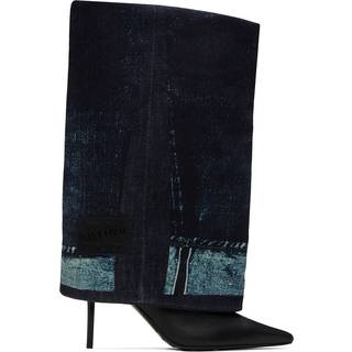 Jimmy Choo x Jean Paul Gaultier leather and denim boots - blue - EU 36.5