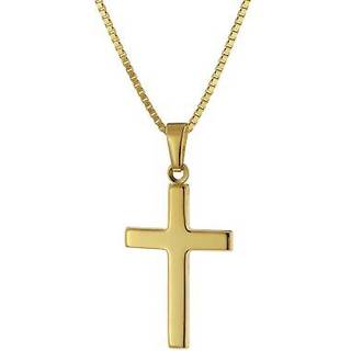 trendor 41420 Kreuz Gold 750 / 18 Karat mit goldplattierter Silberkette