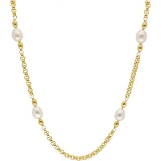 trendor 15658 Damen-Kette 925 Silber Goldplattiert mit Perlen
