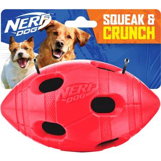 Nerf Dog Rubber Football Dog Legetøj med interaktiv Squeaker og Crunch Lightweight Holdable og vandafvisende 6 tommer diameter for mellemstore/st