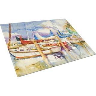 Caroline's Treasures JMK1072LCB Run Away Sailboats Glass Cutting Board Stor dekorativt tempereret glas Køkkenskæring og serveringsplade Stor i st