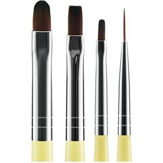 Beaute Galleria 4 stykker UV Gel Nail Art Brush Set (Pro Flat udsk?ret detaljer og rund) til tynd fine linjetalje Stribning Negle tip Builder Pol