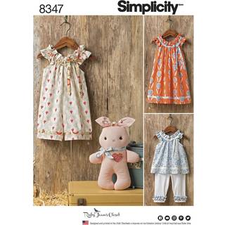 Enkelhed US8347A Toddlers kjole strik capris og udstoppede dyre sym?nster St?rrelser 1/2-4