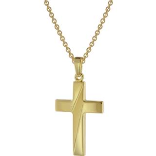 trendor 75814 Halskette mit Kreuz-Anhänger für Herren Gold auf Silber