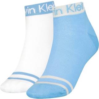 Calvin Klein 2-pak Logo Welt Quarter Socks - Blue/White - One Size