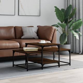 sofabord 102x60x45 cm konstrueret træ brun egetræsfarve