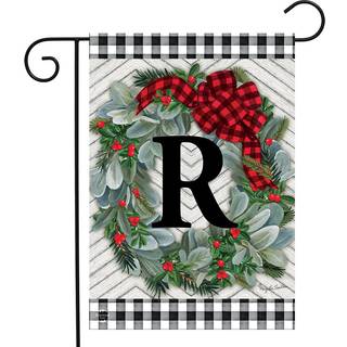 Vinterkrans Monogrambrev R Garden Flag 18 """" X 12.5 """" Briarwood Lane