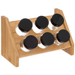 Five - Krydderi opbevaring med 6 krydderiglas - Natur - 21,5cm x 14,5cm x 16cm - Blake