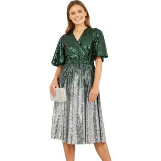 Yumi Yumi Green Ombre Sequin Midi Wrap Dress