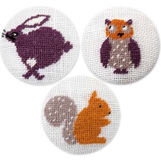 Stickpackung Knöpfe Eule-Eichhörnchen-Hase