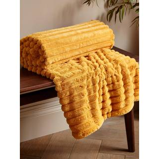 Catherine Lansfield Catherine Lansfield Yellow Soft and Cosy Ribbed Faux Fur Throw