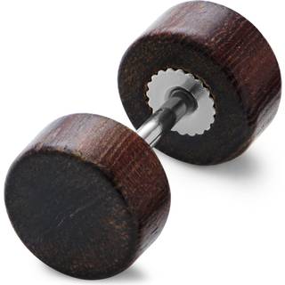 Satago | 8 mm Rød Eg & Rustfri Stål Fake Plug Ørestik