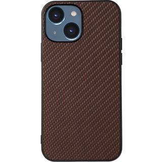 iPhone 15 Plastik Bagside Cover m. Carbon Tekstur - Brun