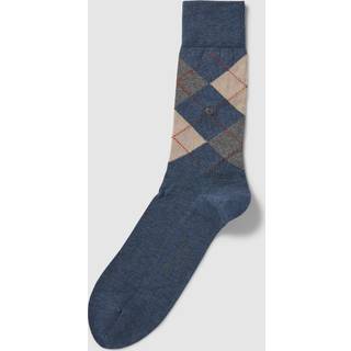 Burlington Manchester Mercerised Cotton Sock - Blue Pattern - Str 40/46