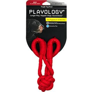 Playology Puppy Tough Knot Tug Legetøj til Young & Active Dogs | At engagere helt naturlig oksekød duftende mellemstore interaktive slæbebånd & t
