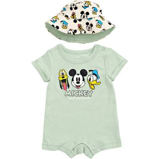 Disney Mickey Mouse Donald Duck Pluto Infant Baby Boys Romper og Hat Green 12 måneder