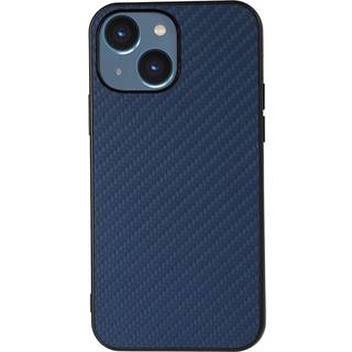 iPhone 15 Plastik Bagside Cover m. Carbon Tekstur - Blå