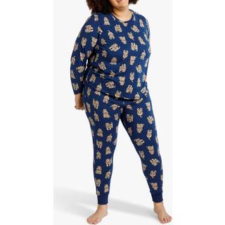 Chelsea Peers Chelsea Peers Blue Curve Cockapoo Print Crewneck Long Pyjama Set