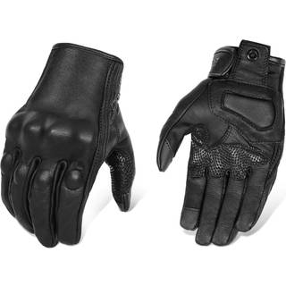 Opdaterede fuldfinger l?der motorcykelhandsker telefon touch ged hud sort motorcykel ridningshandsker (opdateret ikke-perforated l)