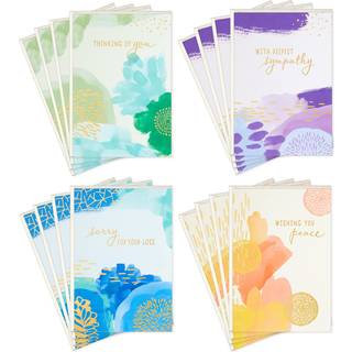 Hallmark Sympathy Cards Sortment Abstract Watercolor (16 Assortered Thinking of You -kort med konvolutter)