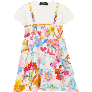 Versace Kids Jardin cotton-blend dress - white - Y 14