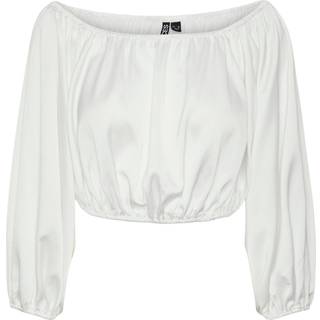 Pieces - Hvid - Pcmari Ls Off Shoulder Cr Top D2D D - Medium