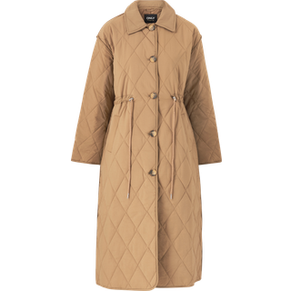 Naya Quilted Long Coat - Petrified Oak - Dame - M - ONLY
