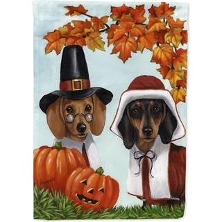 Caroline's Treasures PPP3087GF Dachshund Thanksgiving Pilgrims Garden Flag Mailbox Flag Dekorativt g?rdflag Banner Uden for g?rdhave Kunstv?rk Ya