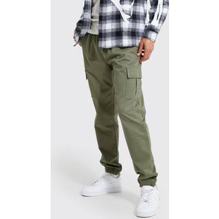 Mens Khaki Tall Slim Fit Cargo Trousers