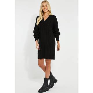 Threadbare V-hals Chunky Cable Knit Trøje KjoleEU 38 (UK 10)