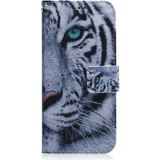 Nokia C22 Læder Flip Cover m. Pung & Print - Tiger