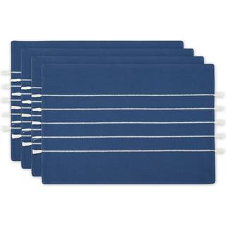 Navy/Off-White Stripe Tassel Placemat Set/4