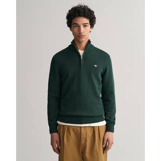 GANT Herre Afslappet sweater i bomuld med halv lynlås (M)