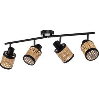 Lindby Spot Yaelle, 76 cm, 4-lys, rattan, sort, E27