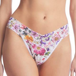 Hanky Panky Printed Original Rise Thong - White w Flower - One Size